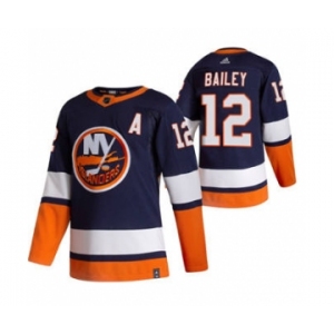 Men's New York Islanders #12 Josh Bailey Navy Blue 2020-21 Reverse Retro Alternate Hockey Jersey