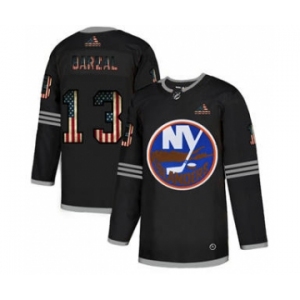 Men's New York Islanders #13 Mathew Barzal Black USA Flag Limited Hockey Jersey