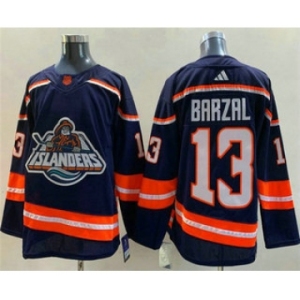 Men's New York Islanders #13 Mathew Barzal Blue 2022 Reverse Retro Stitched Jersey