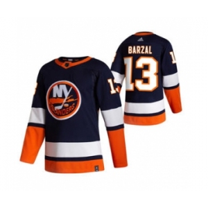 Men's New York Islanders #13 Mathew Barzal Navy Blue 2020-21 Reverse Retro Alternate Hockey Jersey