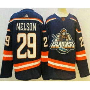 Men's New York Islanders #29 Brock Nelson Blue 2022 Reverse Retro Stitched Jersey