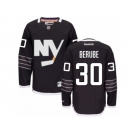 Men's Reebok New York Islanders #30 Jean-Francois Berube Authentic Black Third NHL Jersey