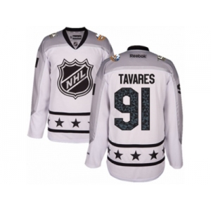 Men's Reebok New York Islanders #91 John Tavares Authentic White Metropolitan Division 2017 All-Star NHL Jersey