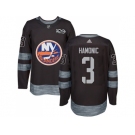 New York Islanders #3 Travis Hamonic Black 1917-2017 100th Anniversary Stitched NHL Jersey