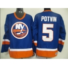 nhl jerseys new york islanders #5 potvin blue