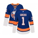 Women Adidas New York Islanders #1 Thomas Greiss Authentic Royal Blue Home NHL Jersey