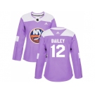 Women Adidas New York Islanders #12 Josh Bailey Purple Authentic Fights Cancer Stitched NHL Jersey