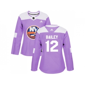 Women Adidas New York Islanders #12 Josh Bailey Purple Authentic Fights Cancer Stitched NHL Jersey