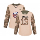 Women Adidas New York Islanders #13 Mathew Barzal Authentic Camo Veterans Day Practice NHL Jersey