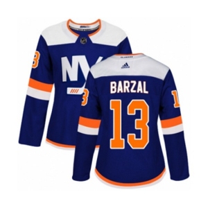 Women Adidas New York Islanders #13 Mathew Barzal Premier Blue Alternate NHL Jersey