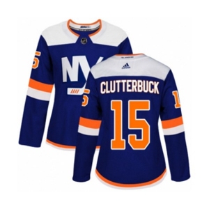 Women Adidas New York Islanders #15 Cal Clutterbuck Authentic Blue Alternate NHL Jersey