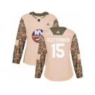 Women Adidas New York Islanders #15 Cal Clutterbuck Camo Authentic 2017 Veterans Day Stitched NHL Jersey