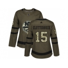 Women Adidas New York Islanders #15 Cal Clutterbuck Green Salute to Service Stitched NHL Jersey