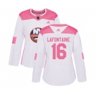 Women Adidas New York Islanders #16 Pat LaFontaine Authentic White Pink Fashion NHL Jersey