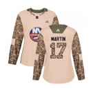 Women Adidas New York Islanders #17 Matt Martin Authentic Camo Veterans Day Practice NHL Jersey