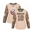 Women Adidas New York Islanders #18 Anthony Beauvillier Authentic Camo Veterans Day Practice NHL Jersey