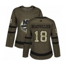 Women Adidas New York Islanders #18 Anthony Beauvillier Authentic Green Salute to Service NHL Jersey