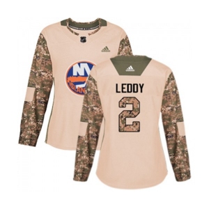 Women Adidas New York Islanders #2 Nick Leddy Authentic Camo Veterans Day Practice NHL Jersey