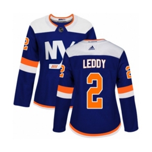 Women Adidas New York Islanders #2 Nick Leddy Premier Blue Alternate NHL Jersey