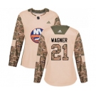 Women Adidas New York Islanders #21 Chris Wagner Authentic Camo Veterans Day Practice NHL Jersey