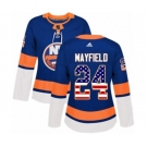 Women Adidas New York Islanders #24 Scott Mayfield Authentic Royal Blue USA Flag Fashion NHL Jersey