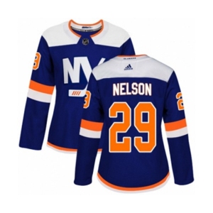 Women Adidas New York Islanders #29 Brock Nelson Authentic Blue Alternate NHL Jersey