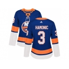 Women Adidas New York Islanders #3 Travis Hamonic Royal Blue Home Authentic Stitched NHL Jersey