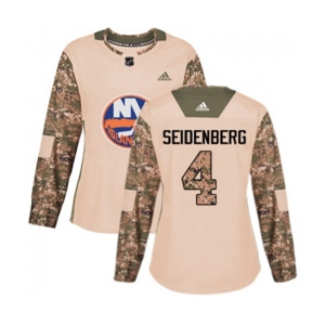 Women Adidas New York Islanders #4 Dennis Seidenberg Authentic Camo Veterans Day Practice NHL Jersey