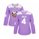 Women Adidas New York Islanders #4 Robin Salo Authentic Purple Fights Cancer Practice NHL Jersey