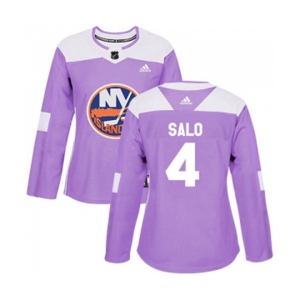 Women Adidas New York Islanders #4 Robin Salo Authentic Purple Fights Cancer Practice NHL Jersey