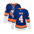 Women Adidas New York Islanders #4 Robin Salo Authentic Royal Blue Home NHL Jersey