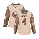 Women Adidas New York Islanders #4 Thomas Hickey Authentic Camo Veterans Day Practice NHL Jersey