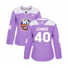 Women Adidas New York Islanders #40 Robin Lehner Authentic Purple Fights Cancer Practice NHL Jersey