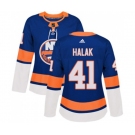 Women Adidas New York Islanders #41 Jaroslav Halak Premier Royal Blue Home NHL Jersey