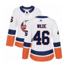 Women Adidas New York Islanders #46 Bode Wilde Authentic White Away NHL Jersey