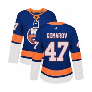 Women Adidas New York Islanders #47 Leo Komarov Authentic Royal Blue Home NHL Jersey