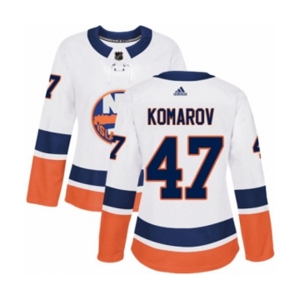 Women Adidas New York Islanders #47 Leo Komarov Authentic White Away NHL Jersey