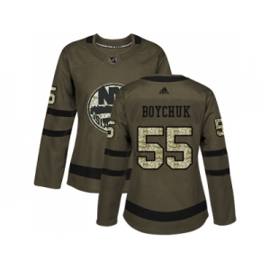 Women Adidas New York Islanders #55 Johnny Boychuk Green Salute to Service Stitched NHL Jersey