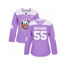 Women Adidas New York Islanders #55 Johnny Boychuk Purple Authentic Fights Cancer Stitched NHL Jersey