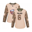 Women Adidas New York Islanders #6 Ryan Pulock Authentic Camo Veterans Day Practice NHL Jersey