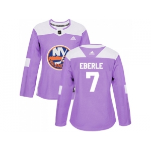 Women Adidas New York Islanders #7 Jordan Eberle Purple Authentic Fights Cancer Stitched NHL Jersey