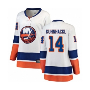 Women New York Islanders #14 Tom Kuhnhackl Fanatics Branded White Away Breakaway NHL Jersey