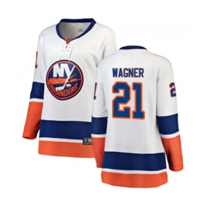 Women New York Islanders #21 Chris Wagner Fanatics Branded White Away Breakaway NHL Jersey