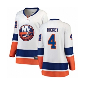 Women New York Islanders #4 Thomas Hickey Fanatics Branded White Away Breakaway NHL Jersey