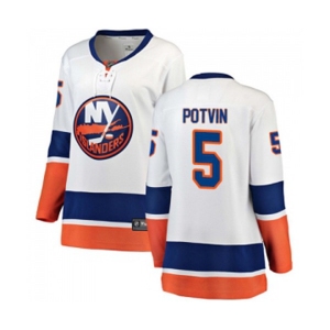 Women New York Islanders #5 Denis Potvin Fanatics Branded White Away Breakaway NHL Jersey