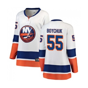 Women New York Islanders #55 Johnny Boychuk Fanatics Branded White Away Breakaway NHL Jersey