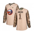 Youth Adidas New York Islanders #1 Thomas Greiss Authentic Camo Veterans Day Practice NHL Jersey