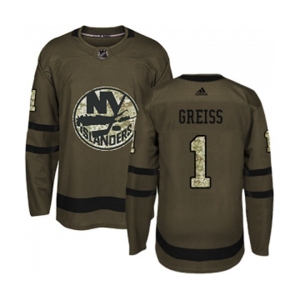 Youth Adidas New York Islanders #1 Thomas Greiss Authentic Green Salute to Service NHL Jersey