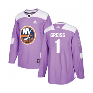 Youth Adidas New York Islanders #1 Thomas Greiss Authentic Purple Fights Cancer Practice NHL Jersey