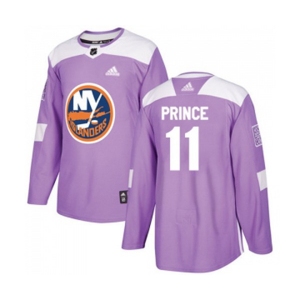 Youth Adidas New York Islanders #11 Shane Prince Authentic Purple Fights Cancer Practice NHL Jersey